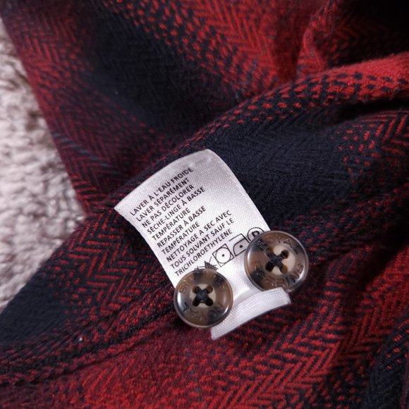 Royal Robbins Button Shirt Mens Small Long Sleeve Flannel Plaid Red Black Warm - Picture 10 of 13